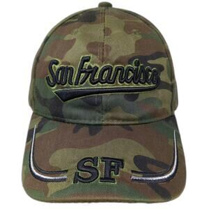 Lanza Baseball Cap Green Black San Francisco Camo Embroidered Strapback OS Hat